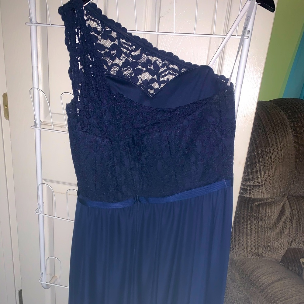 Navy lace bridesmaid dress